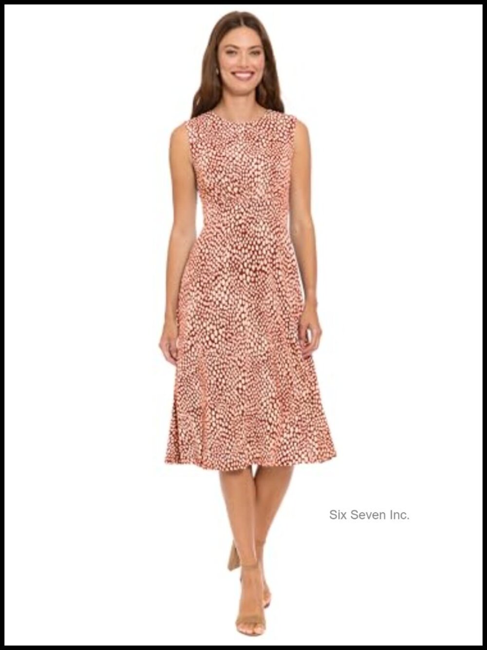 Elegant Polka Dot Sleeveless Midi Dress for Wedding Guest & Summer Party